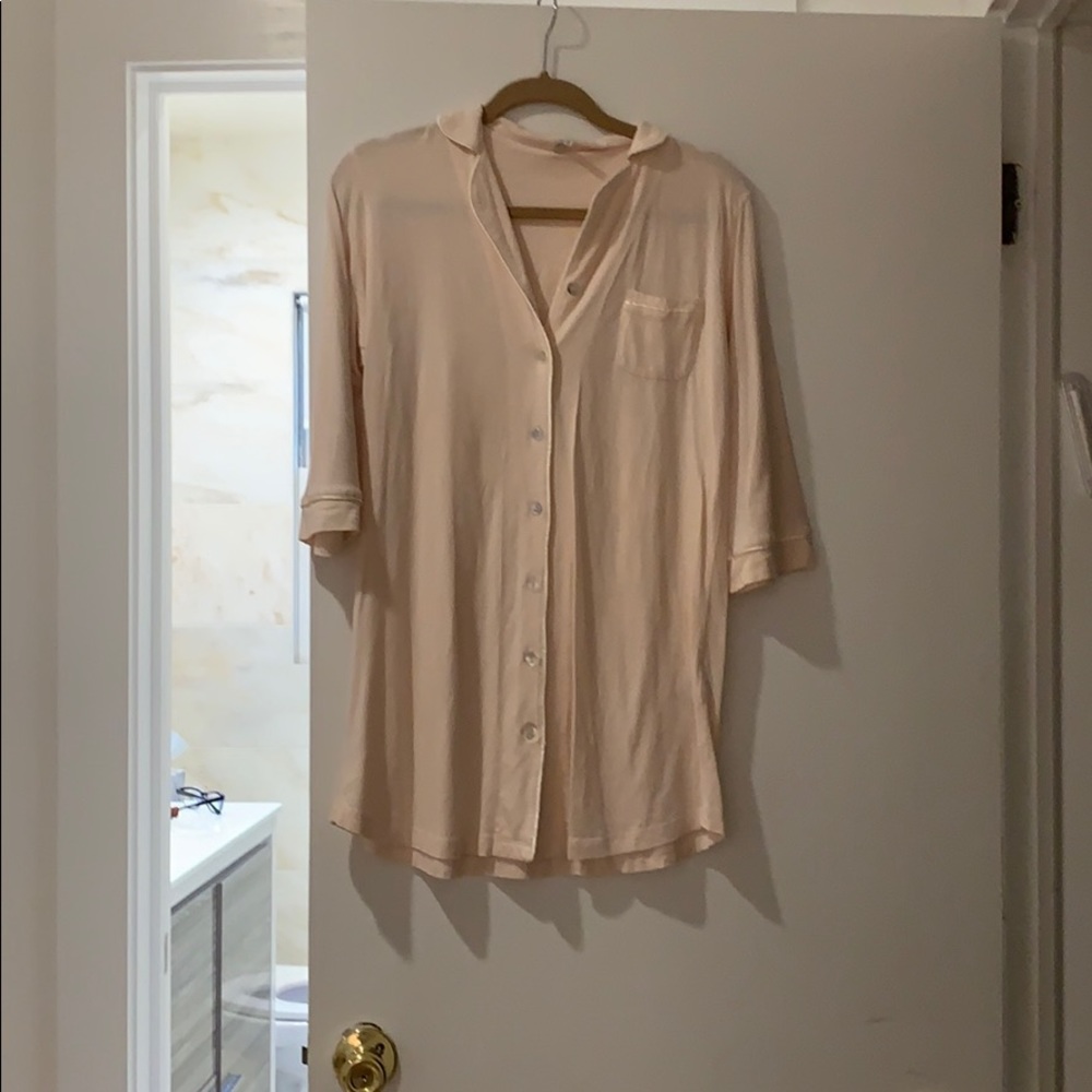 Light pink long sleeve button down night gown